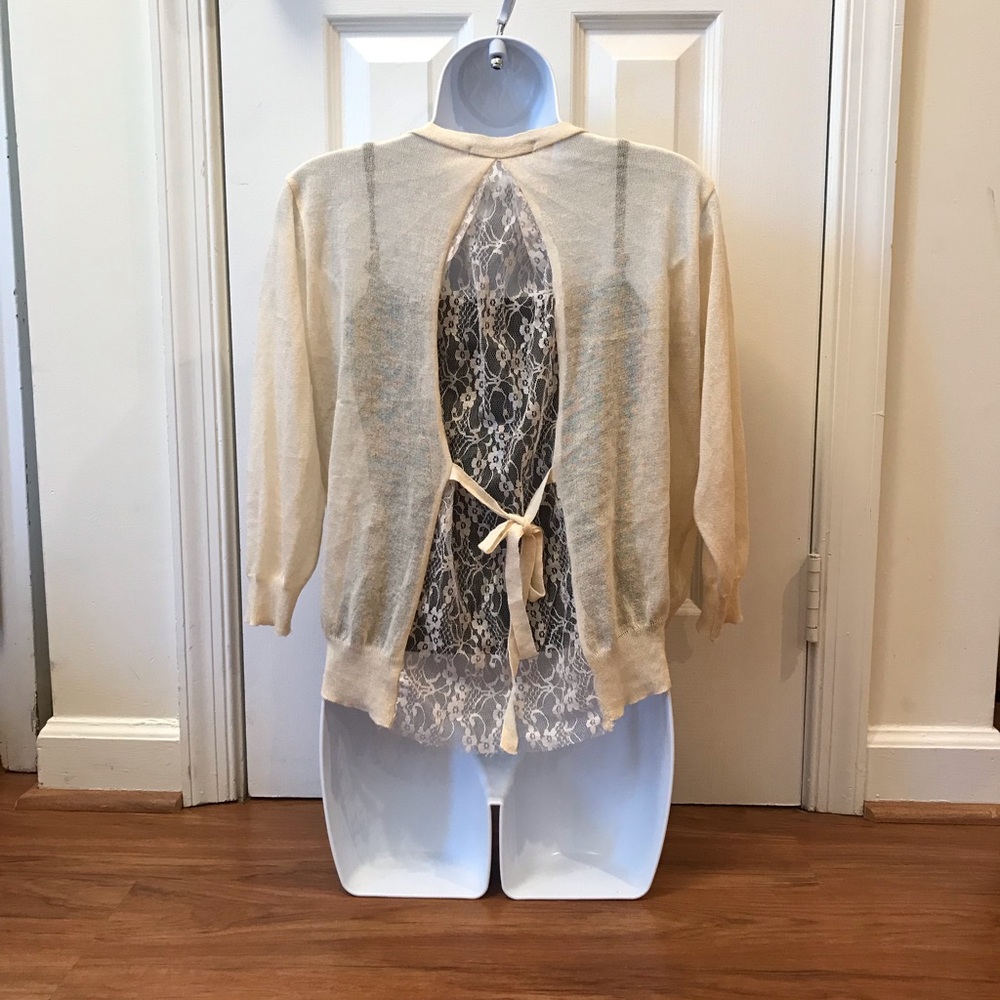 Cream Cardigan with Lacy Back